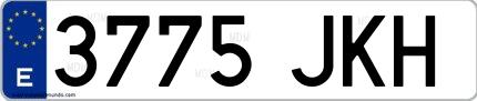 Ejemplo de matrícula española 3775 JKH