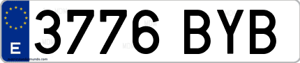 Ejemplo de matrícula de coche ordinaria 3776 BYB