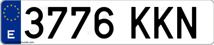 Ejemplo de matrícula de coche ordinaria 3776 KKN