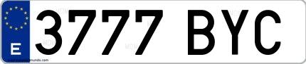 Ejemplo de matrícula española 3777 BYC