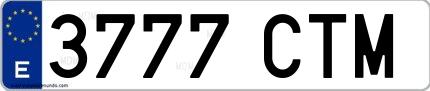 Ejemplo de matrícula española 3777 CTM