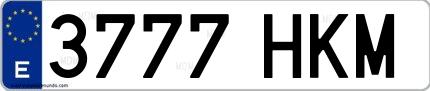 Ejemplo de matrícula de coche ordinaria 3777 HKM