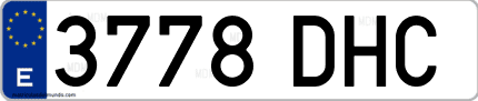 Ejemplo de matrícula de coche ordinaria 3778 DHC