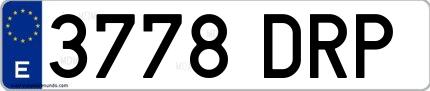 Ejemplo de matrícula española 3778 DRP