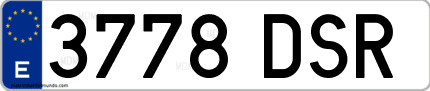 Ejemplo de matrícula de coche ordinaria 3778 DSR