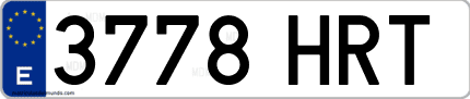 Ejemplo de matrícula de coche ordinaria 3778 HRT