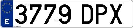 Ejemplo de matrícula española 3779 DPX