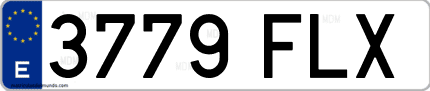 Ejemplo de matrícula de coche ordinaria 3779 FLX