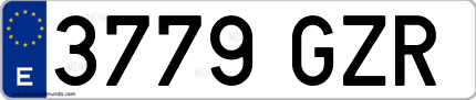 Ejemplo de matrícula de coche ordinaria 3779 GZR