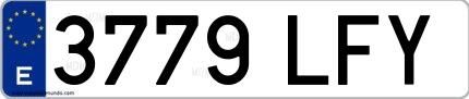 Ejemplo de matrícula española 3779 LFY