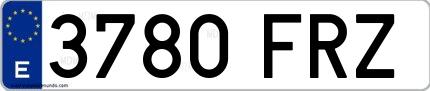 Ejemplo de matrícula española 3780 FRZ