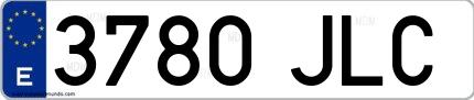 Ejemplo de matrícula española 3780 JLC