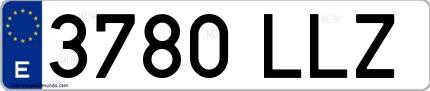 Ejemplo de matrícula española 3780 LLZ