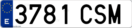 Ejemplo de matrícula de coche ordinaria 3781 CSM