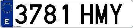 Ejemplo de matrícula española 3781 HMY