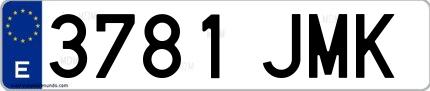 Ejemplo de matrícula española 3781 JMK