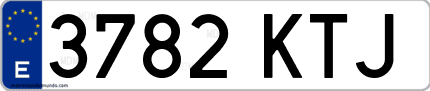 Ejemplo de matrícula de coche ordinaria 3782 KTJ
