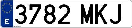 Ejemplo de matrícula española 3782 MKJ