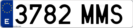 Ejemplo de matrícula de coche ordinaria 3782 MMS