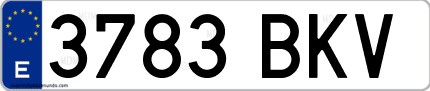 Ejemplo de matrícula de coche ordinaria 3783 BKV