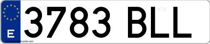 Ejemplo de matrícula española 3783 BLL