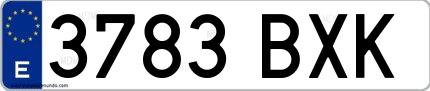 Ejemplo de matrícula española 3783 BXK