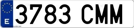 Ejemplo de matrícula española 3783 CMM