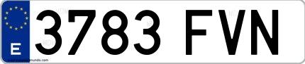 Ejemplo de matrícula española 3783 FVN