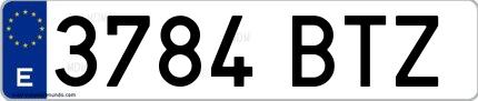 Ejemplo de matrícula española 3784 BTZ