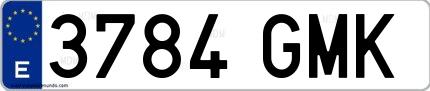 Ejemplo de matrícula española 3784 GMK