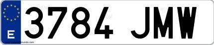 Ejemplo de matrícula española 3784 JMW