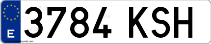 Ejemplo de matrícula de coche ordinaria 3784 KSH
