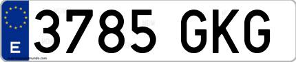 Ejemplo de matrícula de coche ordinaria 3785 GKG