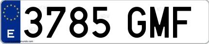 Ejemplo de matrícula española 3785 GMF