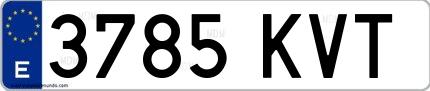 Ejemplo de matrícula española 3785 KVT