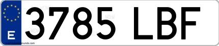 Ejemplo de matrícula española 3785 LBF