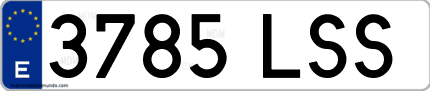 Ejemplo de matrícula de coche ordinaria 3785 LSS