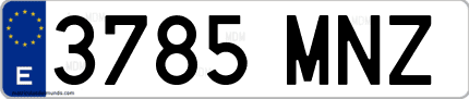 Ejemplo de matrícula de coche ordinaria 3785 MNZ