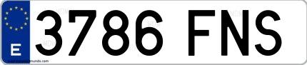 Ejemplo de matrícula española 3786 FNS