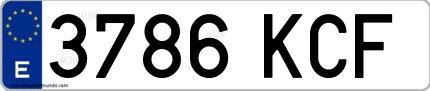 Ejemplo de matrícula española 3786 KCF