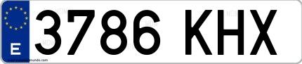 Ejemplo de matrícula española 3786 KHX