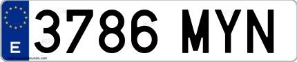 Ejemplo de matrícula española 3786 MYN