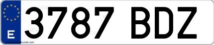 Ejemplo de matrícula española 3787 BDZ