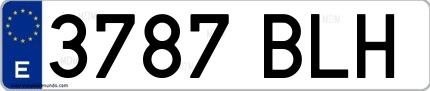 Ejemplo de matrícula española 3787 BLH