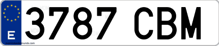 Ejemplo de matrícula de coche ordinaria 3787 CBM