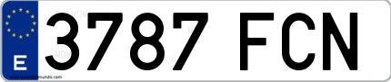 Ejemplo de matrícula española 3787 FCN