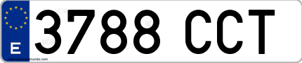 Ejemplo de matrícula de coche ordinaria 3788 CCT