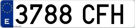 Ejemplo de matrícula española 3788 CFH