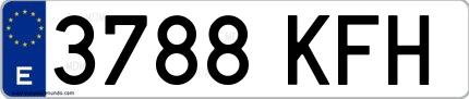 Ejemplo de matrícula española 3788 KFH