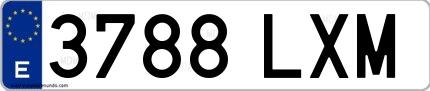 Ejemplo de matrícula española 3788 LXM
